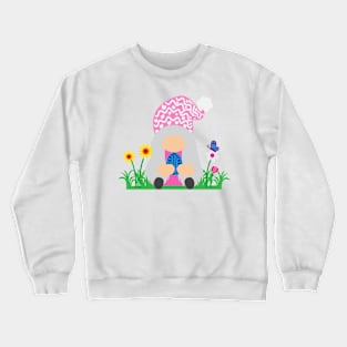 Easter Gnome Pink Hat in a Garden Crewneck Sweatshirt